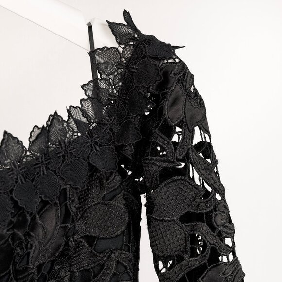 Nicholas Black Botanical Lace Lace-Up Off-Shoulder Cocktail Dress - Picture 6 of 12